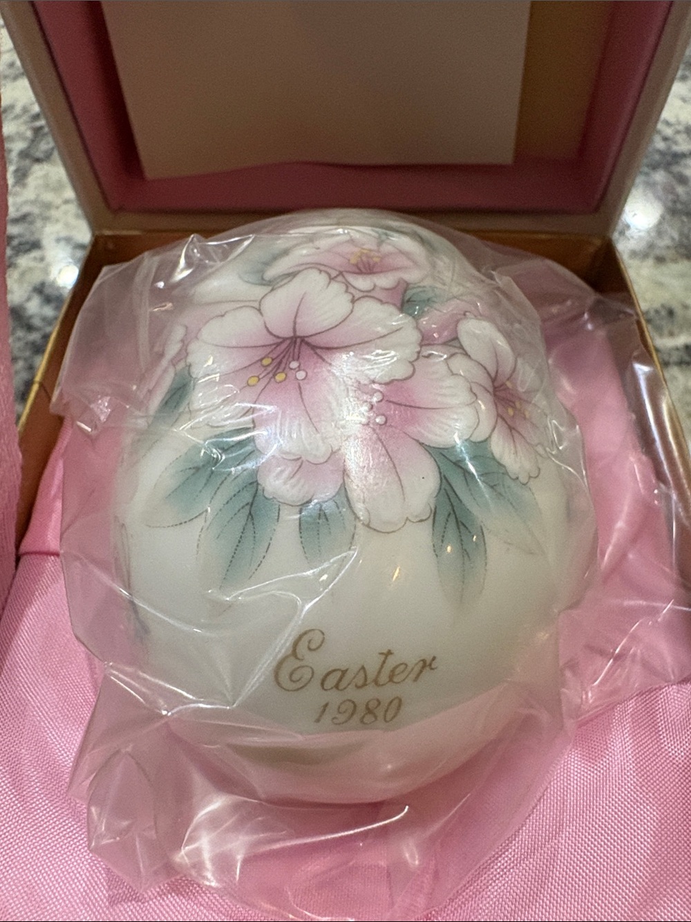 Noritake 1980 white and Pink Floral Porcelain Easter Egg
